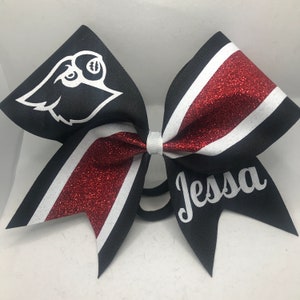 Cardinal Cheer Bow - Black Red White - School Cheerleading Bow - ANY colors any simple 1 color mascot by BlingItOnCheerBowz