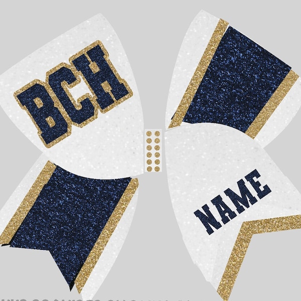 Glitter Cheer Bow - All glitter- Navy Vegas Gold White - School Cheerleading Bow - ANY colors! Cheer Bows by BlingItOnCheerBowz