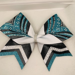 ラインストーン チア ボウ - あなたの色ですべてのグリッター ボウをカスタマイズ - ティール、ブラック、ホワイト (またはラインストーンなし) - チーム注文のみ、モックアップについては私に連絡してください