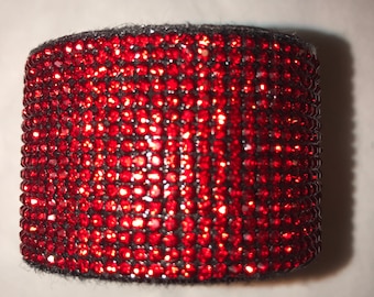 Rhinestone Cuff - Cheer hair cuff - 1 1/2&quot; order with Red Lt Siam Blue Sapphire Emerald Green yellow Citrine or any other color stones