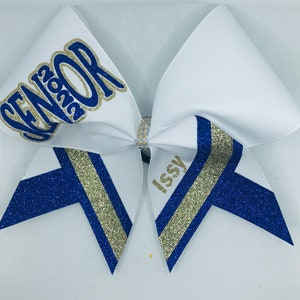 Senior Cheer Bow Custom - your colors - 2025 - YOUR School and names  class of 2023 2024 2025 any color ribbon and glitters