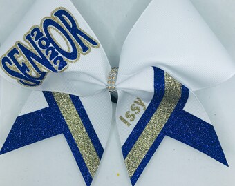 Senior Cheer Bow Custom - jouw kleuren - 2025 - JOUW school en klas van 2023 2024 2025 elke kleur lint en glitters