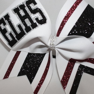 Cheer Bow Custom - your colors - Just For Your School Team! Letters / Colors Team Cheer Bows Maroon Black White Silver