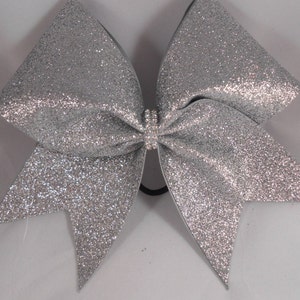 Glitter Cheer Bow - silver or ANY color glitter ribbon on chart- limited colors see chart - by BlingItOnCheerBowz FAST turnaround