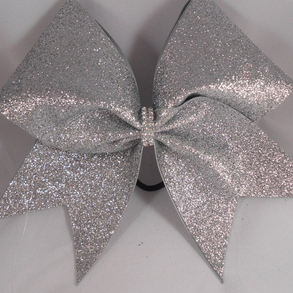 Glitter Cheer Bow - silver or ANY color glitter on chart - Custom Bows by BlingItOnCheerBowz FAST turnaround