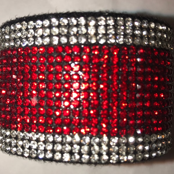 Red and Crystal Rhinestone Hair Cuff - 2 colors- light Siam - blue- crystal - rhinestone hair wrap - cheer hair cuffs- ponytail wraps