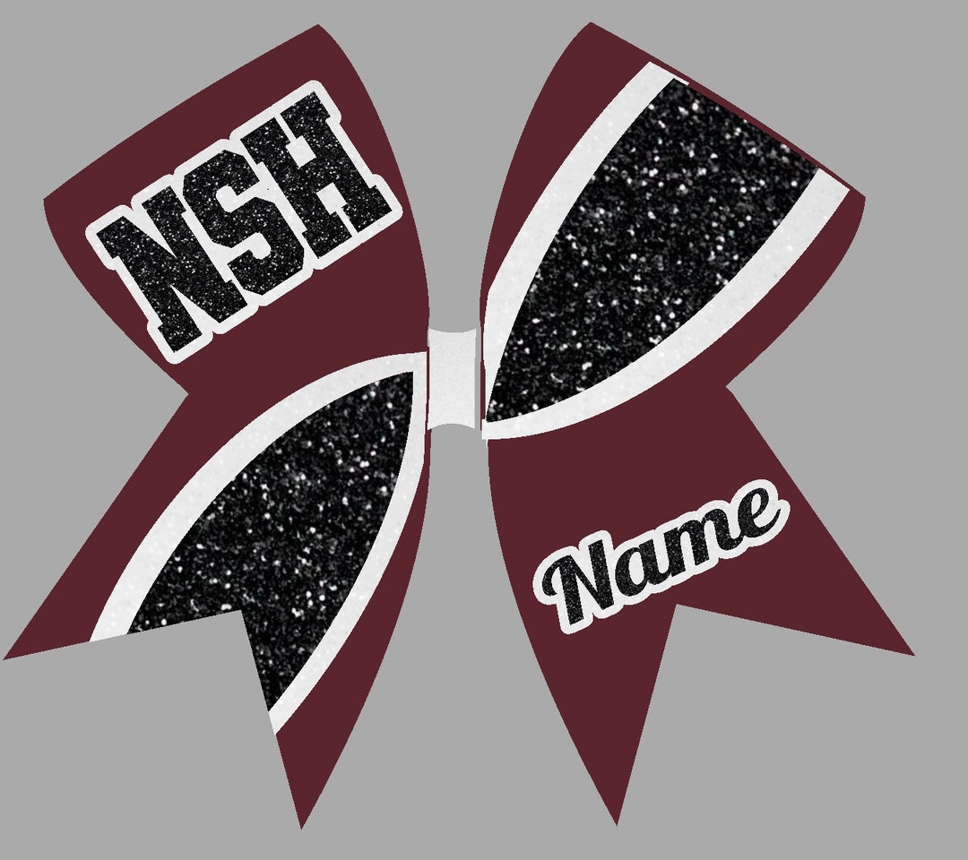 Cheer Bow Custom Maroon Black White School Initials / Name School Team ...