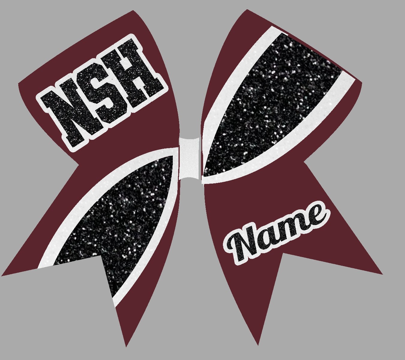 Cheer Bow Custom Maroon Black White School Initials / Name School Team Cheer Bows made in ANY colors just for you Blingitoncheerbowz