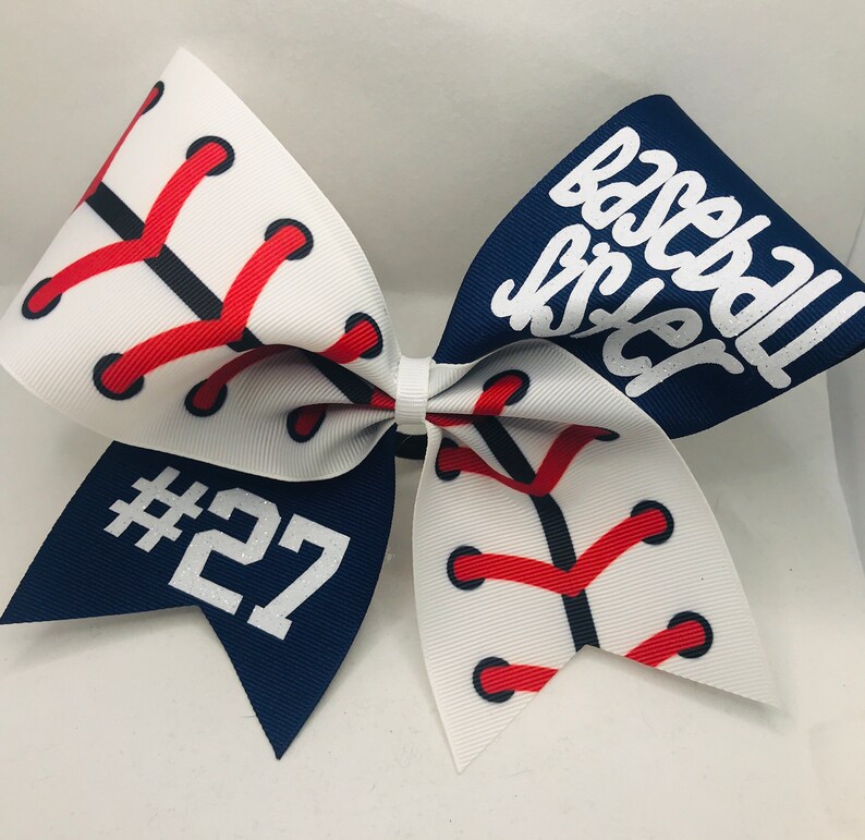 Baseball Sister Cheer Bow Custom Cheer Bow Baseball Sister Etsy