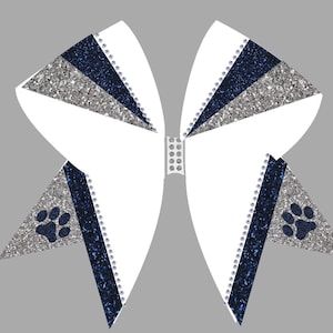 Cheer Bow - navy Silver White - School Cheerleading Bow - ANY glitter colors! Cheer Bows by BlingItOnCheerBowz