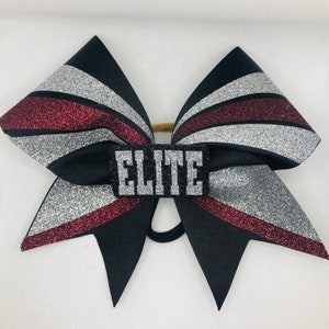 Cheer Bow Maroon Black and Silver with or without 3D center- Fully Customizable - can be made in any color combo by Blingitoncheerbowz