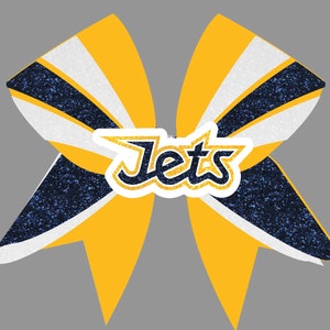 Cheer Bows Yellow gold with white and navy glitter and 3D center-