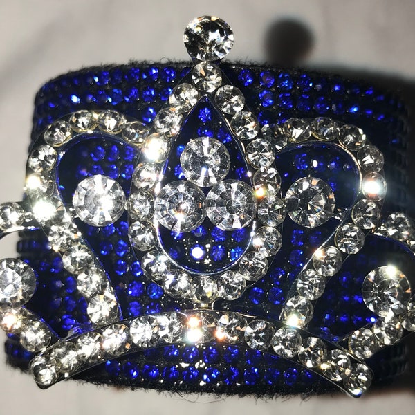Crown Rhinestone Hair Cuff -Royal Blue Hair Cuff - Sapphire / cobalt - all colors - add inner hair ties - cheer hair cuffs