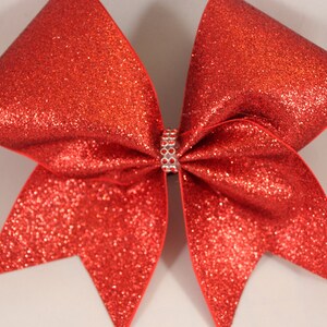 Glitter Cheer Bow full Glitter w  Rhinestone Center Cheer Bows by BlingItOnCheerBowz many colors