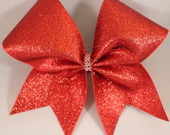 Glitter Cheer Bow full Glitter w  Rhinestone Center Cheer Bows by BlingItOnCheerBowz many colors