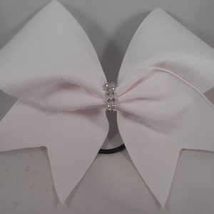 Cheer Bow White Grosgrain or ANY ribbon color with plain or Rhinestone center by BlingItOnCheerBowz FAST turnaround