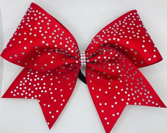 Red Rhinestone cheer bow - red w crystal rhinestones - available in white pink navy and red ONLY -TEAM orders only FAST turnaround bow