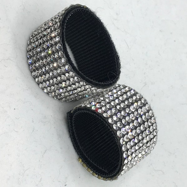 Pigtail Hair Cuff - rhinestone cuff 1/2" or 3/4" small cuffs for braids sold in sets of 2 crystal rhinestone- black or white cuff any colors