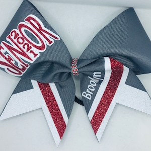 Senior Cheer Bow Custom - your colors - YOUR School and names made with any color ribbon and glitters