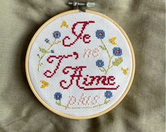 CROSS STITCH PATTERN- French "I Don't Love You Anymore"  "Je ne T'Aime Plus"