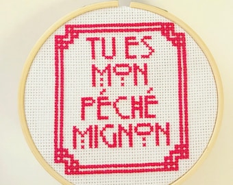 CROSS STITCH PATTERN- French "You are My Guilty Pleasure"