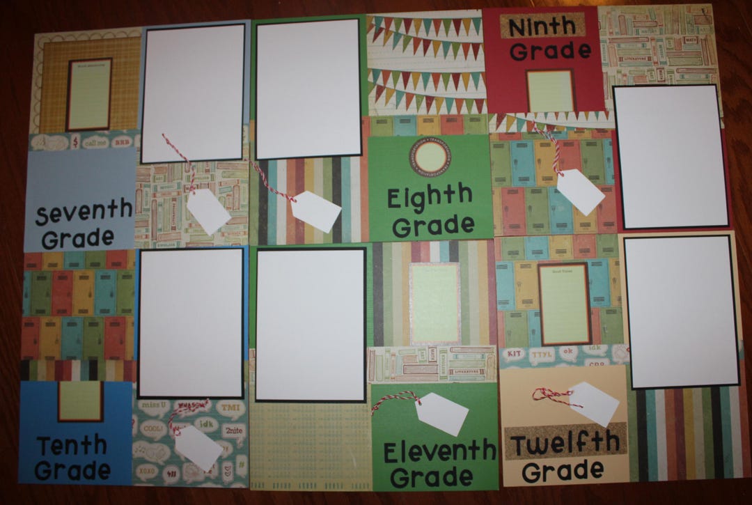 12 X 12 School Scrapbook Layout Set of 6 Premade Pages Seventh Grade ...