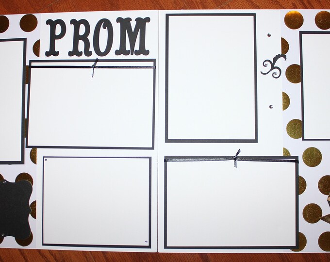 Prom 12 X 12 Premade Scrapbook Layout Double Page Photo Ready , Handmade Prom Scrapbook Layout