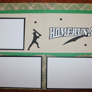 baseball scrapbook pages 2 each 12 x 12 , Homerun! Handmade baseball scrapbook pages assembled and photo ready , sports baseball NOT Digital