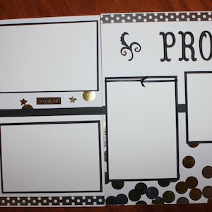 Prom scrapbook pages 2 each 12 x 12 handmade photo ready , 2025 handmade Prom scrapbook layout, 12 x 12 premade Prom pages, school pages