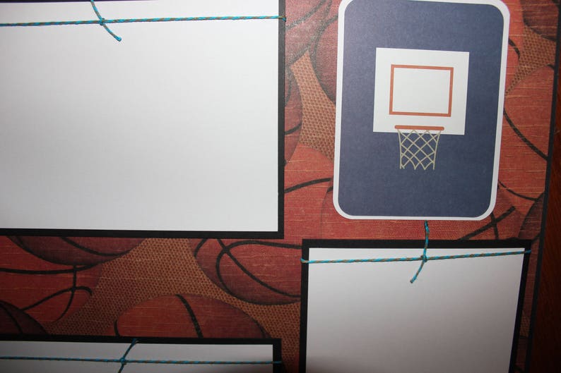 12 x 12 premade basketball scrapbook layout titled Slam Dunk double paged 3 d handmade fully essembled basketball scrapbook layout
