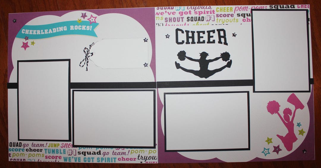 Cheerleading Scrapbook Pages 2 Each 12 X 12 Handmade Photo Ready ...