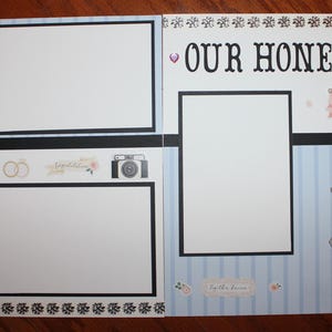 Honeymoon scrapbook pages 2 each 12 x 12  titled &quot;Our Honeymoon&quot; HANDMADE, photo ready, pages for Wedding scrapbook ,premade pages