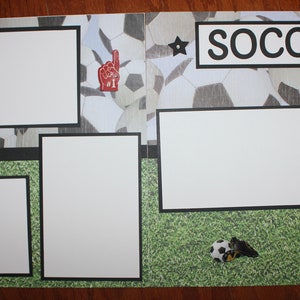 Soccer scrapbook layout pages two each 12 x 12 , Soccer premade scrapbook layout, double page premade soccer scrapbook layout