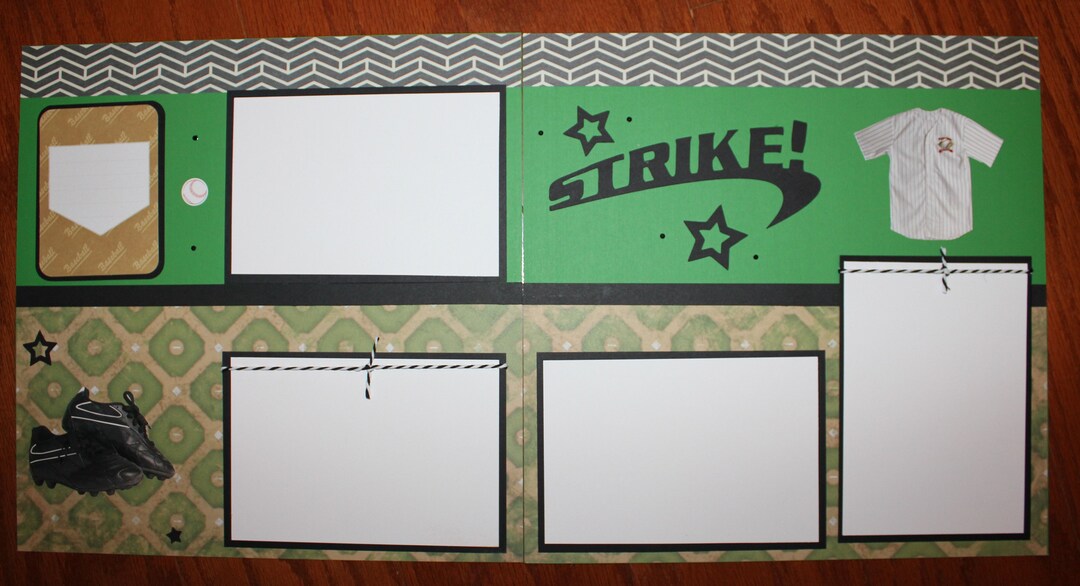 Baseball Scrapbook Pages 2 Each 12 X 12 Handmade Titled "strike ...