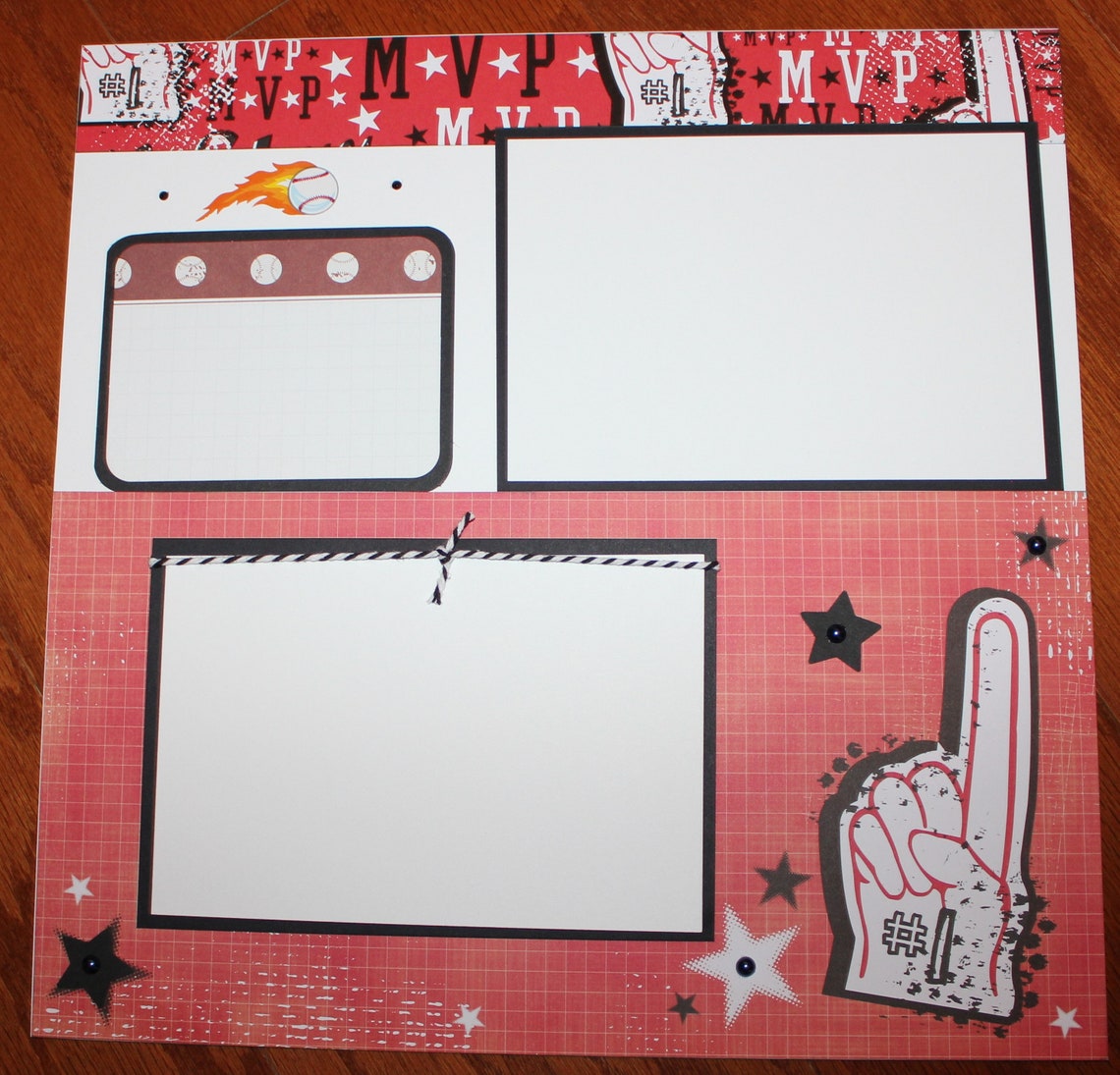 Baseball Scrapbook Layout Titled HOMERUN Two Pages Each 12 X - Etsy