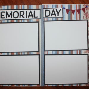 Memorial Day scrapbook pages 2 each 12 x 12  handmade , Military handmade scrapbook pages , Memory of Military handmade pages