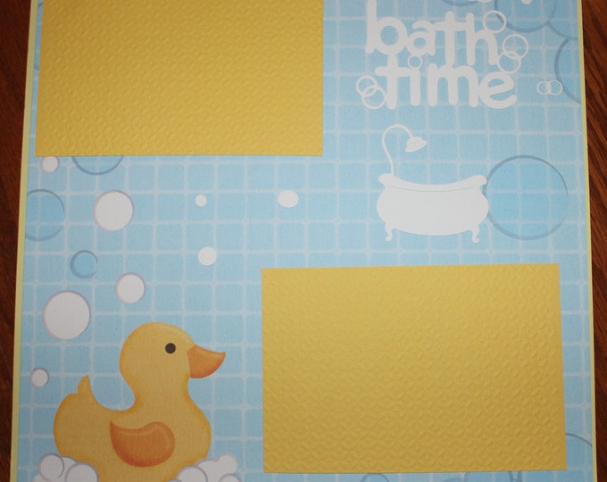 Baby Bath Assembled Premade Scrapbook Layout, 12 X 12 Scrapbook Layout