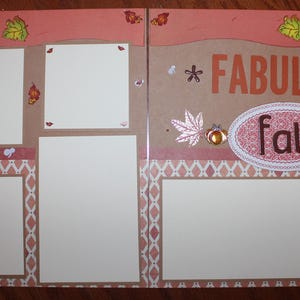 Fall scrapbook layout handmade 2 pages 12 x 12 each, photo ready double page &quot;Fabulous Fall &quot;, scrapbook Fall layout, autumn scrapbook pages