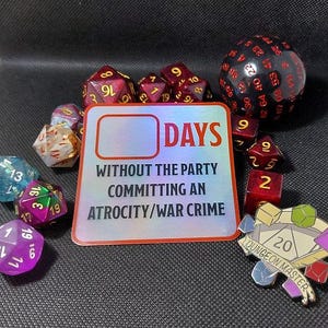 Holographic D&D Atrocity Tracker Sticker: Refillable Dry Erase