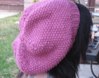 Bonnet en maille rose