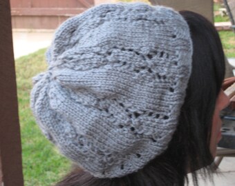 Bonnet en dentelle gris chiné