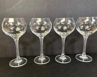 Set 4 Studio Nova Crystal Venice 7 3/4" Balloon Wine Hocks Glasses Twisted Stem