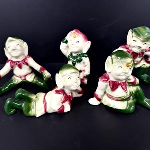Set 5 Vintage Mid Century 1950's Walker Pottery California Pixie Elves Figurines