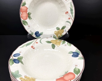 5 Mikasa China Country Classics DC014 Fruit Panorama Flat Rim Soup Bowls 9 1/8"