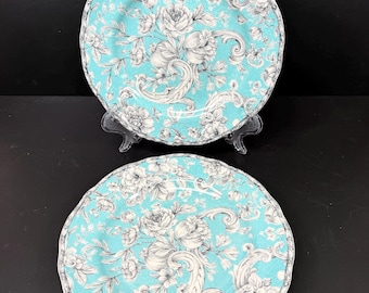 2 222 Fifth China Hawthorne Turquoise Platos de ensalada de 8 3/4"