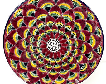 Talavera México Cerámica mexicana Plato pintado a mano de 11 1/2" Patrón de margaritas #1