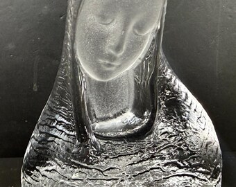 Vintage Viking Glass Madonna Virgin Mary Figurine Paperweight