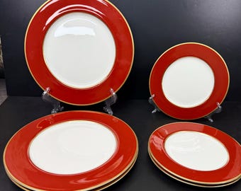 6 pieces Mikasa Bone China Egyptian Terracotta A6850 3 Dinner 3 Salad Plates