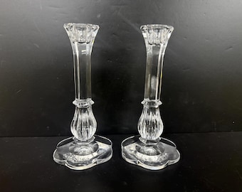 Pair Sullivans Lead Crystal Poland 8" Candle Sticks