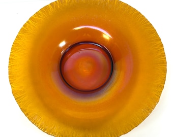 Imperial Or Fenton Marigold Iridescent Stretch Glass Console Bowl 14 1/4"